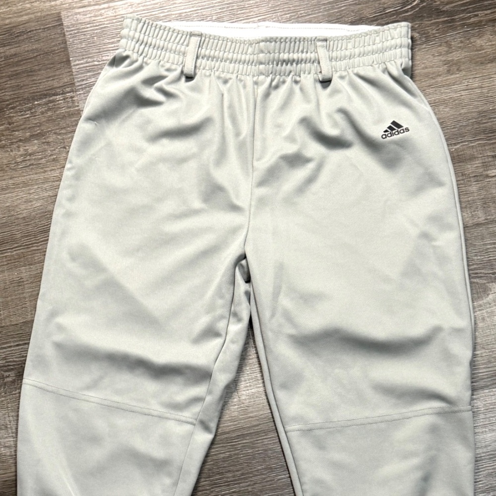 ADIDAS Baseball Pants - Elastic Waist & Ankles - Gray - size Youth L Large